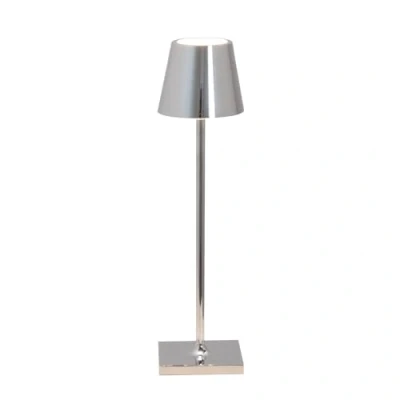 Bild av Zafferano, Poldina Micro Lampa med Blank Kromfinish, Laddningsbar Sladdlös Bordslampa Touchkontroller, Användbar som Inomhuslampa, Dimmer, 2200 3000 K, Höjd 27,5 cm