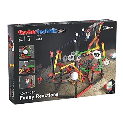 Bild av fischertechnik 559890 ADVANCED Funny Reactions byggsats för barn från 8 år, byggleksaker med spännande kedjereaktioner, inklusive linbana och katapult