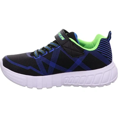Bild av Skechers Pojkar Flex Glow sneakers, Svart textil syntetisk blå lime trim, 36 EU