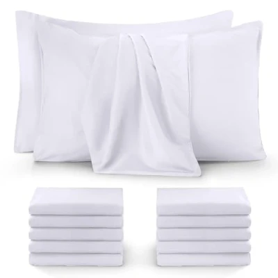 Bild av Utopia Bedding Standard kuddfodral (paket med 12) mjukt borstat mikrofibertyg som är lätt att sköta, krymper och bleks inte (50 x 75 cm, Grå) (Vit, 50 cm)