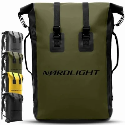 Bild av Nordlight Vattentät Ryggsäck Dry Bag 35L (Olivgrön) Roll Top med vadderad bärrem, cykelryggsäck, budbärarryggsäck, vandring, fiske