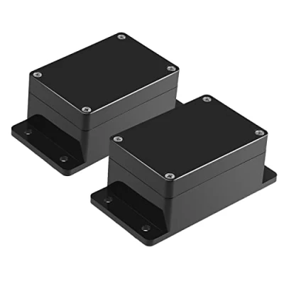Bild av Therlan kopplingsdosa svart vattentät, 2 stycken elektronikhölje plast IP65 ABS hölje elektronik fördelningsdosa distributionsbox utomhus vattentät (100 x 68 50 mm)