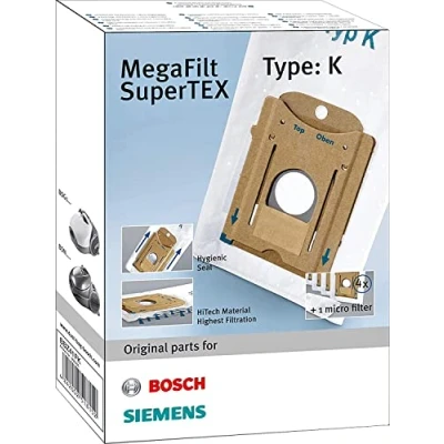 Bild av Bosch Electroménager BBZ 41 FK typ dammsugarpåsar. K BBZ41FK typ. 4 ersättning MegaFilt SuperTEX + 1 mikrohygieniska filtertillbehör, ABS