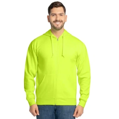 Bild av Fruit of the Loom Men&#039;s Eversoft Fleece Hoodies (Regular &amp; Big Man), Full Zip Safety Green, 3X Large