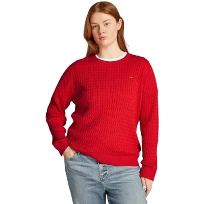 Bild av Tommy Hilfiger Curve Cable Sweater Stickad tröja, Storlek: 48, Primary red