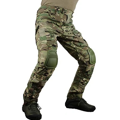 Bild av zuoxiangru Herr Multicam Tactical byxor Flera fickor Military Camo Outdoor Airsoft Combat Jaktbyxor med knäskydd (CP, Tag 36)