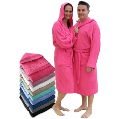 Bild av LEBENGOOD Badrock för män med huva 100 % bomull OEKO TEX, amerikansk frottéhandduk, 450 gsm, ungdomsbadrockar, dusch, pool, badrock, unisex, dam, storlekar S M L XL XXL 3XL, Jordgubbe,