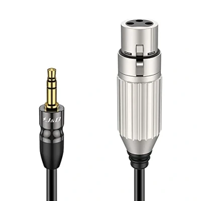Bild av J&amp;D 1/8 till XLR kabel, TRS 3,5 mm balanserad kabel kopparhölje tum adapter ljudkabel kontakt honkabel för DSLR kamera, 0,9 meter