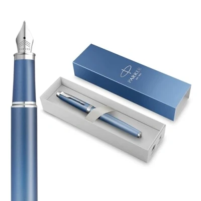 Bild av Parker IM Writing Rituals Fountain Pen Peaceful Blue Finish with Gradient &amp; Chrome Trims Fine Nib Ink Gift Box