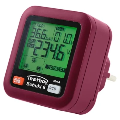 Bild av Testboy Testavit Schuki 6 uttagstestare, testning av anslutnings eller ledningsfel (2,0 tums LC display, enkel användning, snabb och säker testning, uttagstestare)