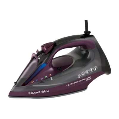 Bild av Russell Hobbs strykjärn, keramisk non stick stryksula, 195 g ångpuff, 380 ml vattentank, självrengörande, antikalk och droppskyddsfunktion, färgkontrollteknik, 2800W, 27281 56