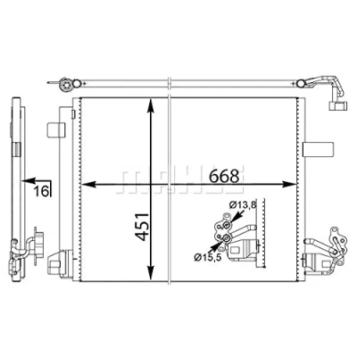 Bild av MAHLE ORIGINAL AC 774 000S Condenseur De Clim avec déshydrateur 15, 16 13,7 668 VOLKSWAGEN: Transporter 5 Bus, 5, Multivan (7HM