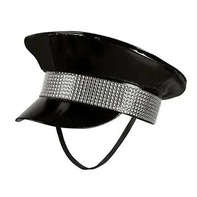 Bild av Boland 33020 mössa svart kjol, silver med gummiband, rock stjärna, punk lady, hatt, kostym, karneval, temafest