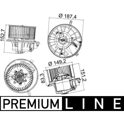 Bild av MAHLE ORIGINAL AB 149 000P Pulseur d&#039;Air pour véhicules avec climatisateur automatique direction à gauche régulateur intégré
