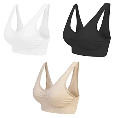Bild av Boolavard dam bekväm behå, klassisk bustier, push up och utan bygel, 1 pack 3 pack, Vita svarta hudfärger, 3XL