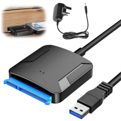 Bild av Leikurvo USB 3.0 till SATA adapter, III hårddiskadapter med 12 V/2 A nätadapter för 2,5 tum/3,5 tums HDD/SSD hårddisk