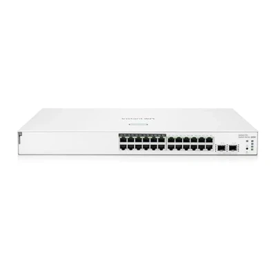 Bild av HPE Networking Instant On switch serien 1830 Intelligent hanterad Layer 2 Ethernet med 24 port Gb och PoE 24x 1G 2X SFP 12x CL4 (195 W) Fläktlös EU kabel (JL813A#ABB)