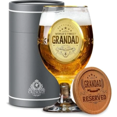 Bild av Kies®GIFT Ölglas till farfar/morfar, bästa personliga gåvorna, födelsedagspresent, julklapp, populär present från barnbarnen, guld