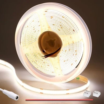 Bild av GOMING 12 V COB LED remsa naturlig vit 4 000 K 312LED/M 5 m 11W/M CRI 93+ hög ljusstyrka icke vattentät skärbar för hem sovrum kök dekoration (utan strömförsörjning)