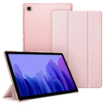 Bild av Fintie Fodral till Samsung Galaxy Tab A7 10,4 tum 2020 (SM T500/SM T505), lätt slimmat skal med genomskinligt frostat stativ baksideskydd, automatisk uppvakning/sömn, roséguld