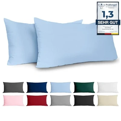 Bild av Dreamzie Kuddfodral 40x80 Renforcé Bomull (Set om 2) Bluu Nyepesi Tätt vävd med 57 trådar/cm² Kudde 40 x 80 cm Oeko Tex certifierad