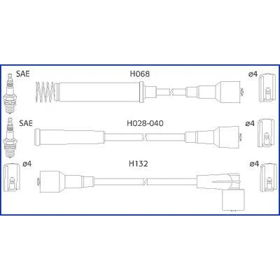 Bild av HITACHI 134214 Jeu De Fils d&#039;Allumage OPEL: Calibra A, Vectra A Berline, Kadett E CC