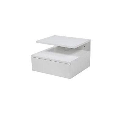 Bild av AC Design Furniture Fia nattduksbord med 1 låda i vitt, st, väggskåp minimalistisk stil högglansig finish, litet nattduksskåp för väggmontering, B: 35 x H: 22,5 D: 32 cm
