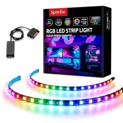 Bild av RGB Led Strip, Speclux PC Light Strip med Magnet &amp; Double Faced Adhesive, 35cm, 5V 3pin ADD RGB, kompatibel Asus Aura, Asrock ARGB Led, MSI Mystic Light, Gigabyte Fusion