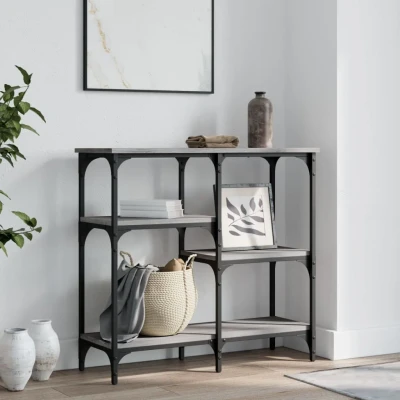 Bild av vidaXL Avlastningsbord grå sonoma 80x29x75 cm konstruerat trä, hallbord, vardagsrumsbord, metallbord, hall konsolbord, smalt konsolbord för
