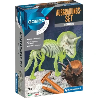 Bild av Clementoni 59273 Galileo Discovery utgrävningsset Triceratops, spännande leksak för barn, grävning av dinosauriefossiler, små forskare från 7 år