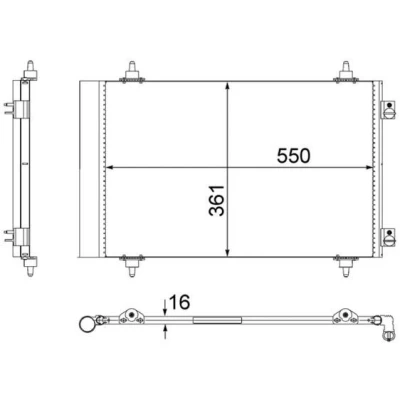 Bild av MAHLE ORIGINAL AC 487 000S Condenseur De Clim avec déshydrateur 14 11,0 550 CITROËN: C8, Jumpy II Van, MPV, PEUGEOT: 807, Expert Van