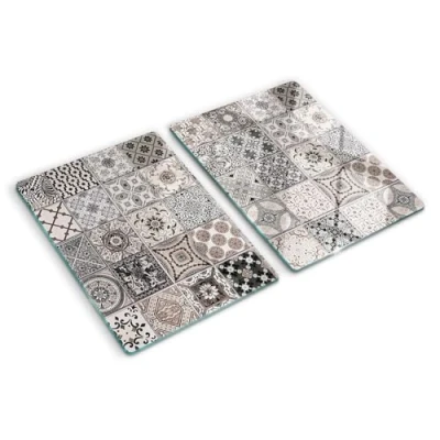 Bild av Tulup skärbräda härdat glas 2x40x52 cm bänkskiva skydd av köksbänken stor glasplatta stänkskydd panel tryckt induktionskokare dekoration för köket Keramiska plattor