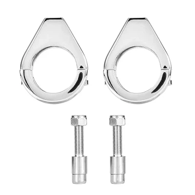 Bild av Ljusfäste för motorcykelsignal, aluminiumlegering motorcykel modifierad blinkersljus monteringsfäste 41 mm gaffelklämmor (silver) uppsättning av 2 blinkersmontering