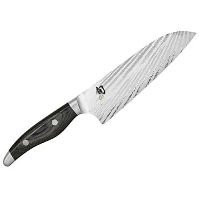 Bild av KAI Shun Nagare Santoku 18 cm bladlängd 72 lager damasscenerstål VG 2 &amp; 10 Dual Core blad Pakkawood gråsvart handgjord i Japan japansk kockkniv kökskniv smidd