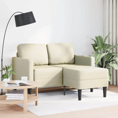 Bild av 2 sitssoffa med schäslong L formad cremefärgad 125 cm