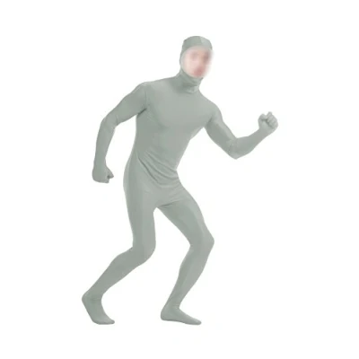 Bild av lucky babybutik pojkar män helkropp öppet ansikte spandex enhet mask zentai kostym bodysuit, Ljusgrå, L