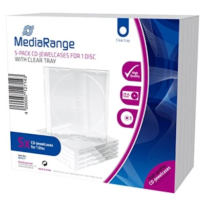 Bild av MediaRange BOX31 2 CD tomt fodral (för 1 disk, 10,4 mm, 5 pack) transparent bricka