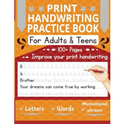 Bild av Print Handwriting Practice Book for Adults and Teens: Improve your Penmanship with this workbook, Contains Letters, Words Motivational sentences