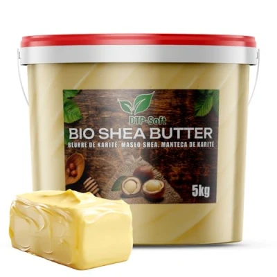 Bild av DTP SOFT sheasmör oraffinerad ekologisk hink premium 1 000 g handknådning vegansk topp (5 kg)
