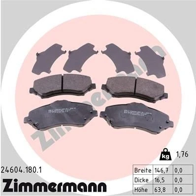 Bild av ZIMMERMANN 24604.180.1 Jeu de plaquettes frein avec indicateur d&#039;usure la photo correspond au contenu livraison DODGE: Nitro SUV, Journey MPV