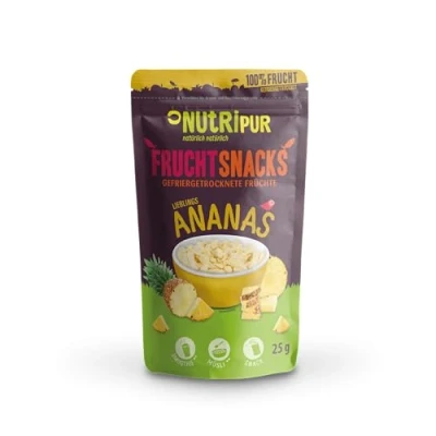 Bild av ananas BITS frystorkad 100 g stora bitar för smoothiebowl, müsli, gröt topping frukt utan tillsatt socker torkad från NutriPur