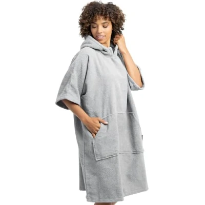 Bild av HOMELEVEL Unisex ombytesrock för herr/dam, handduk, poncho, bomullsfrotté, huva, surfponcho män &amp; kvinnor, strand, simning, vuxenstorlekar S/M och L/XL