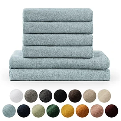 Bild av Blumtal Handduksset 2 Badhanddukar 70x140 4 50x100 Mjuka och absorberande 100% bomull Oeko TEX® certifierad Ljusblå