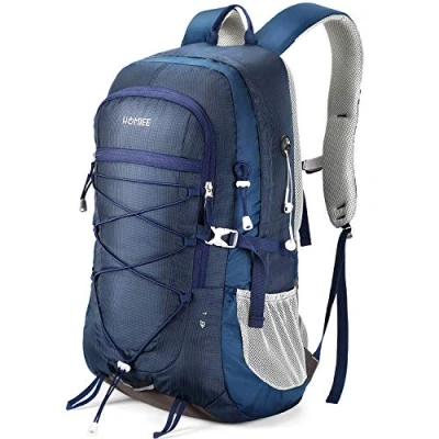 Bild av HOMIEE Vandringsryggsäck 45 l, arbetsbesparande andas lätt vandringsryggsäck, multifunktionell hängsystem trekking ryggsäck utomhus skidåkning bergsklättring camping (blå)