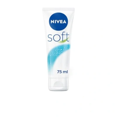 Bild av NIVEA Mjuk (1 x 75 ml), multifunktionskräm med jojobaolja och E vitamin, intensiv fuktkräm för ansikte, kropp händer hudvård, utan parabener