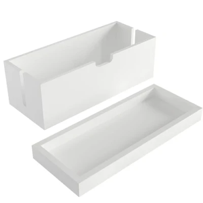 Bild av Kabelbox &amp; Förvaringsbox med lock av bambuträ, kabelhanteringsorganisatörbox vit förvarar kablar säkert och undviker trassel plastfri robust praktisk förvaringsyta KD Essentials