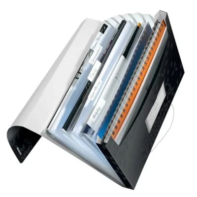 Bild av Leitz WOW Projektmapp, 6 fack, A4, gummiband, svart, 45890095