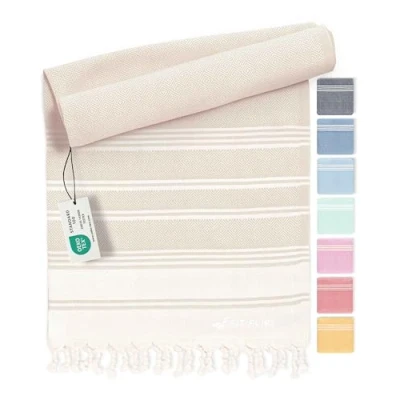 Bild av hamam handduk fouta strandhandduk XXL av 100% återvunnen bomull snabbtorkande strandlakan, fouta, turkisk peshtemal perfekt som bastuhandduk och sarong Sand 100x200cm Diamond