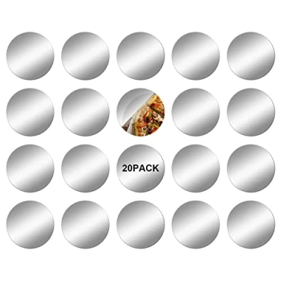 Bild av DRERIO 20 st spegelplattor, självhäftande akryl, 5 x cm 1 mm, mini, rund spegel, små hantverksspegelplattor, plastspegel, spegelklistermärken, spegel för hantverk, dekoration