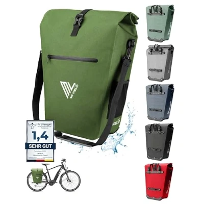 Bild av Mivelo Cykelväska, pakethållarväska, vattentät, 100 % PVC fri, laptopfack + lås axelrem cykelväska för pakethållare 1 st, olivgrön